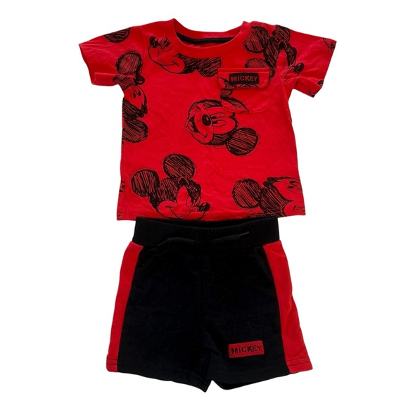 Disney Other - Red Mickey Mouse Disney Junior Two Piece Toddler Outfit 12M